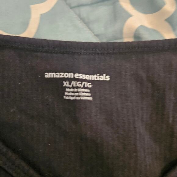 Amazon Essentials Ribbed Long Sleeve Top Womens XL Black V Neck Stretch Basic - Picture 3 of 7